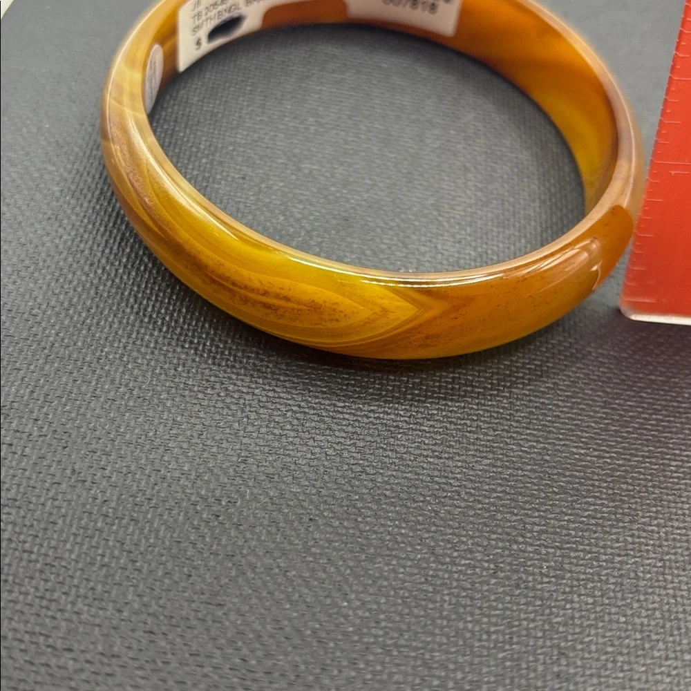 Glass Carmel Brown Agate Bangle Bracelet Swirl design boho vintage style NWT